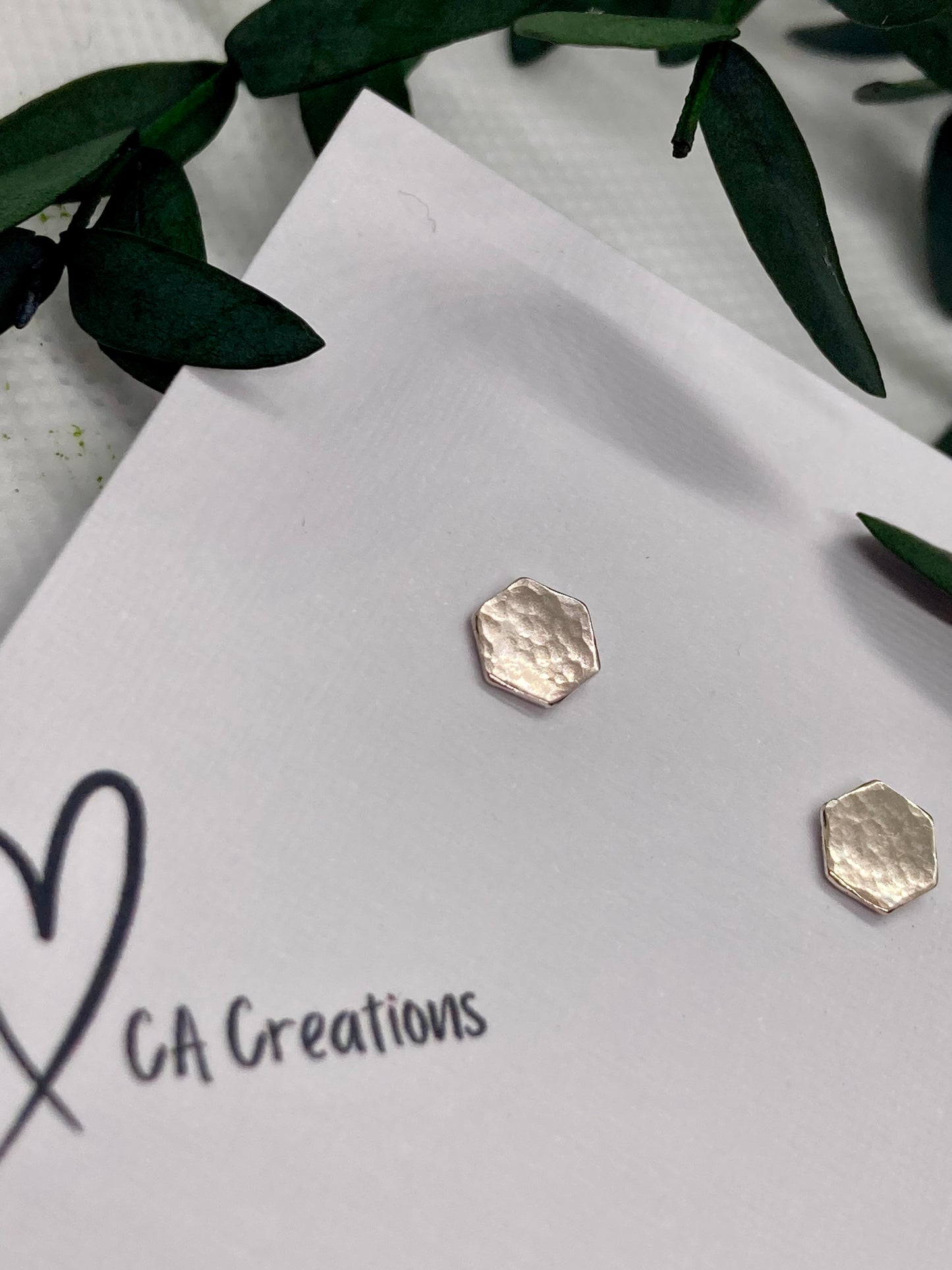 Tiny Silver Studs - Hexagonal